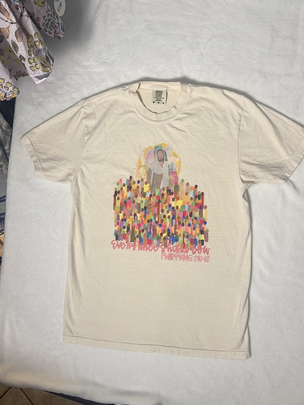 Comfort Colors Cream Crewneck T-Shirt with Tag Detail